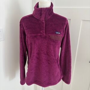 Patagonia Snap T Fleece Pullover Womens L Pink/Purple Berry Sherpa Jacket *U5